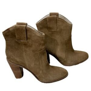 Kenneth Cole Booties Womens Sz 6 SPARTA Brown Suede Heeled Western Style Boots